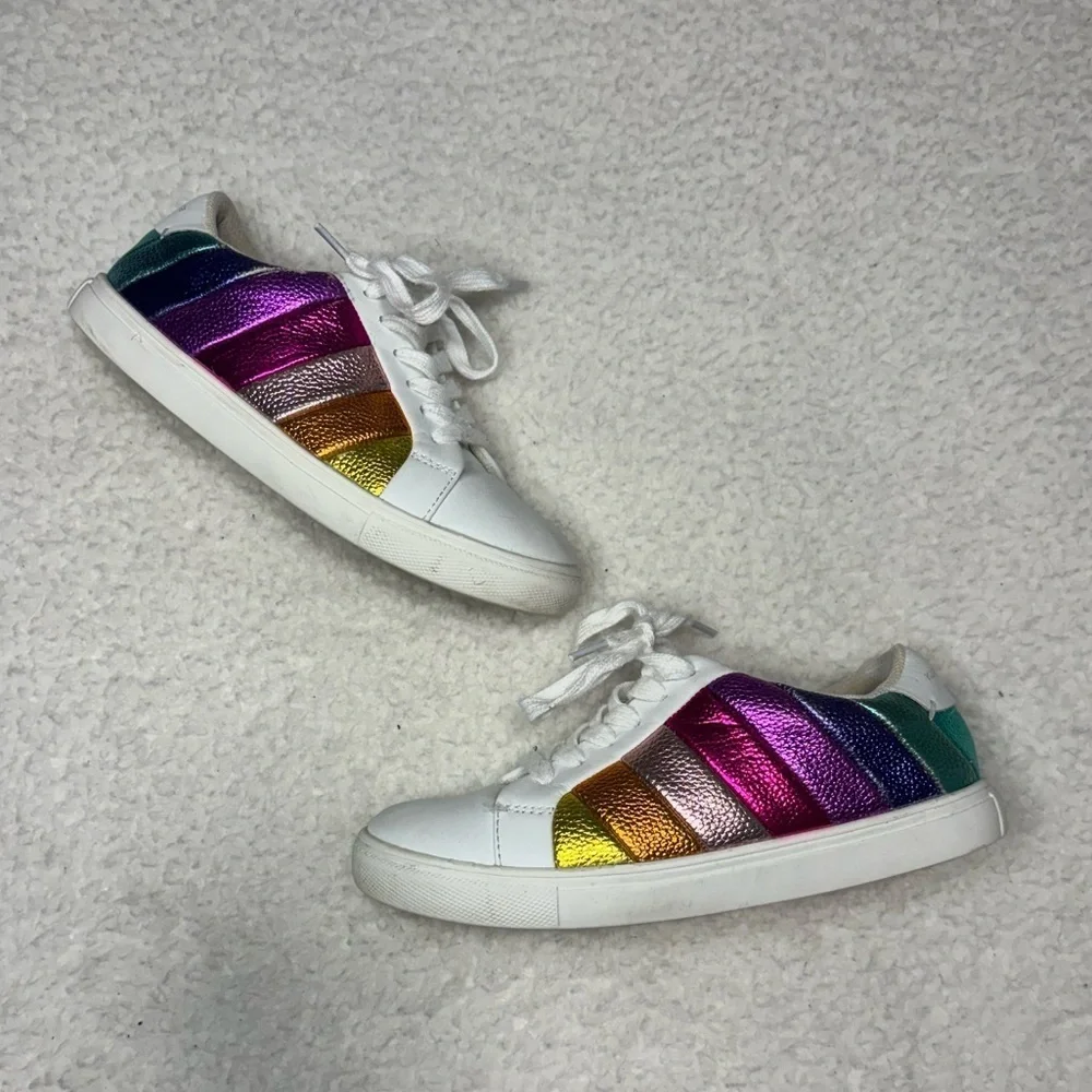 Kurt Geiger Kids Rainbow Lane Stripes Leather Sneakers